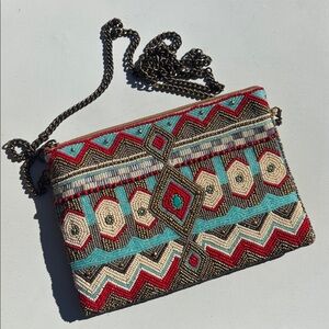 Mary Frances Turquoise Power Beaded Crossbody Bag